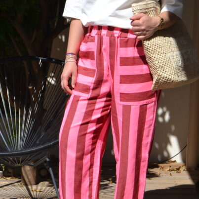 Pantalon rayures rose - PABLO