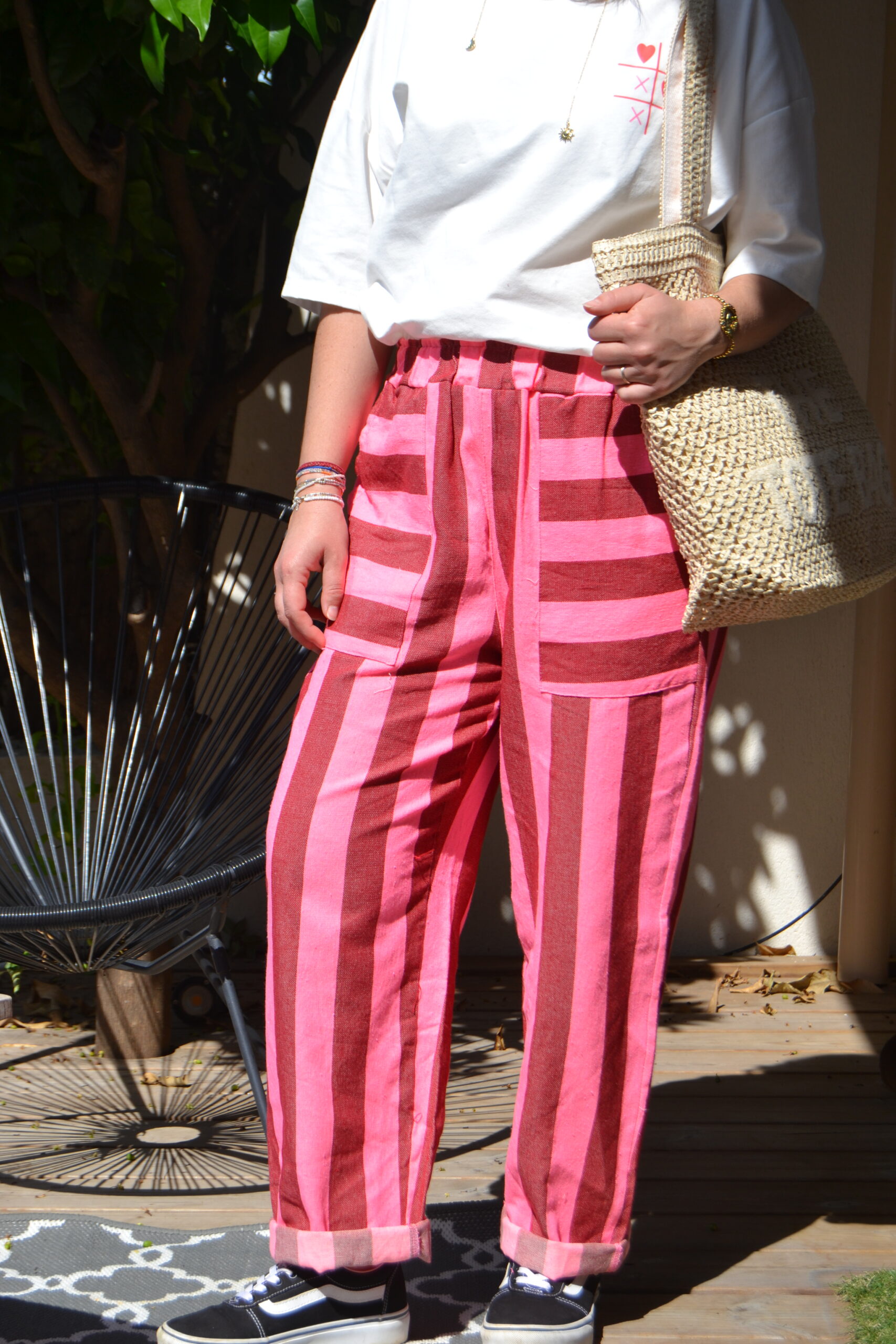 Pantalon rayures rose - PABLO